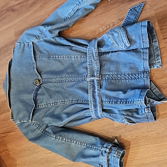 Zara denim trench short 3/4 sleeve small - Picture 4 of 6